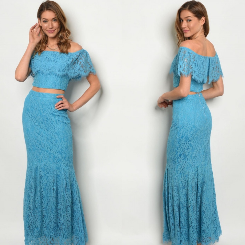 BLUE TOP & SKIRT SET